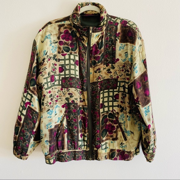 Vintage studio sportif 100% SILK ZIP LIGHT BOMBER JACKET Windbreaker - Picture 7 of 10